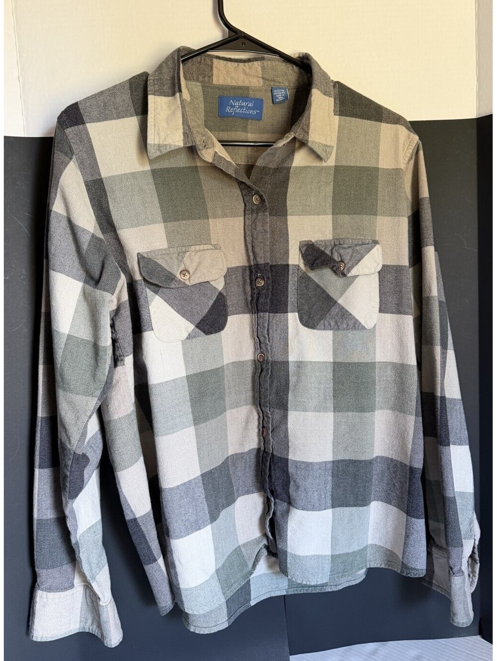 NATURAL REFLECTIONS  Womens Long Sleeve Plaid Button Up - Size XL